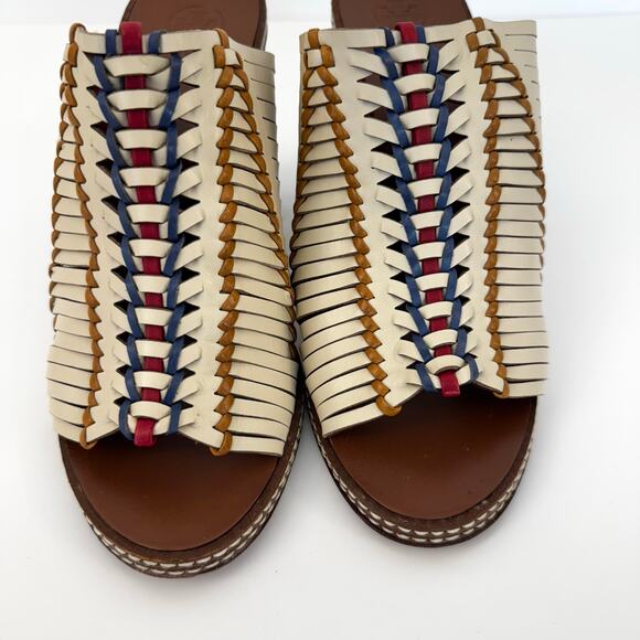 Tory Burch Pecha Woven Leather Shoes Mules Sandals in Dulce de Leche 9.5M - Picture 3 of 11